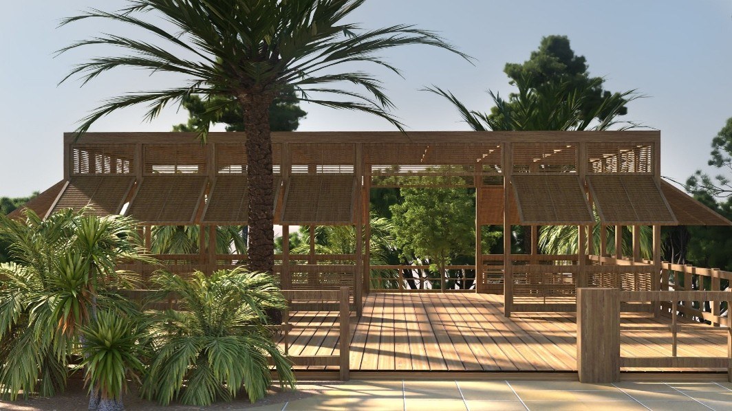 Pérgola de madera en el Hotel Don Carlos, Marbella